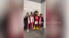 Student reveals mascot secret identity at graduation