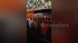 Small childrens fun under the appartment campus about Kathputli dance in Bangalore, South India