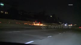 US, Los Angeles: East Los Angeles Sparks Fly During Riverside PD Pursuit