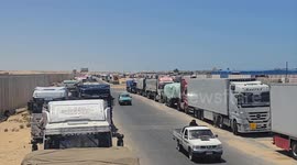 Egypt: Dozens of aid trucks stranded in Egypt’s Arish as Rafah border crossing remains closed