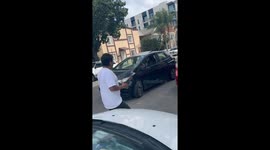 Crazy Man Runs Into Multiple Cars