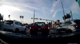 Stoked Surfer Dude Peels Out of Left Turn