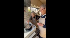 Grandma With Quick Reflexes Catches Loose Veggie