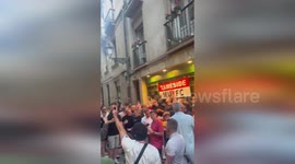 Manchester United fans in San Sebastian before Europa League defeat