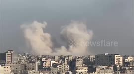 Israeli soldiers detonate houses and buildings east of Al-Tuffah neighborhood east of Gaza City