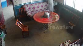 Living room table shatters as kettle boils