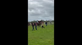 Racehorse Spins Jockey Around