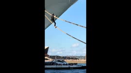 Man caught climbing cruise ship via mooring rope in Sydney, Australia