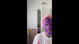 Toddler gets scared by facial mask in Compton, California