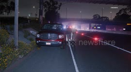 US, Los Angeles: Long Beach Pedestrian Struck And Killed On Freeway Graphic Content