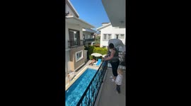 Balcony Jump into Pool