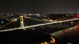 Türkiye: Fatih Sultan Mehmet Bridge shines in Galatasaray colors following Super Lig triumph