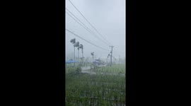 House destroyed by strong wind during storm in Tangse, Pidie, Indonesia