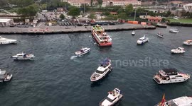 Türkiye: DRONE - Galatasaray celebrates Turkish Super Lig title with citywide festivities in Istanbul