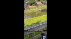 5 year old baby shouts hi daddy to a monkey