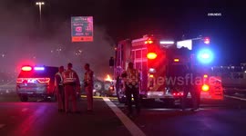 US, Phoenix: Tempe Fiery Semi Truck Crash Closes Interstate 10