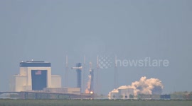 A SpaceX Falcon 9 rocket carrying 23 Starlink satellites, including 13 with Direct to Cell capabilities