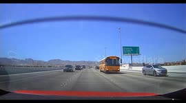 Car Turns Hard On Freeway Into Barricade