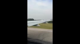United Airlines engine bursts into flames while taking off in China