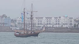 Topsail Schooner Johanna Lucretia struggling against the winds