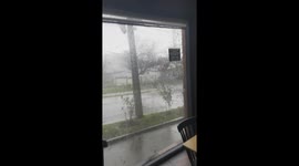 Terrified family scream as tornado tears through restaurant in Chile