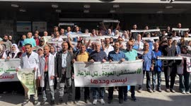 Gaza medical staff protest Israeli order to forcibly evacuate Al-Awda Hospital