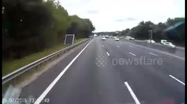 Emergency breaking after a lorry pulls out of an emergency layby.