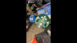 Digital creator transforms Starbucks sign into a colorful masterpiece