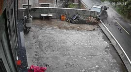 Boulder crashing down cliff knocks car off road in terrifying footage from China