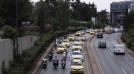 Greece: Greek taxi drivers hold protest during 48-hour strike in Athens