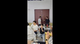 Groom enters wedding riding friends in horse costume in Shandong, China