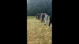 Father falls during sports day race in Bolton, England, UK