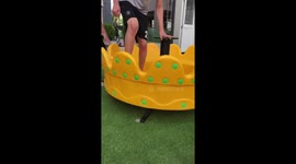 Boy falls off playground ride in Tiranë, Albania