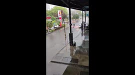 Motorcycle rider falls in flood in Bucaramanga, Colombia