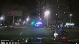 Meteor illuminates night sky as it appears above southern China