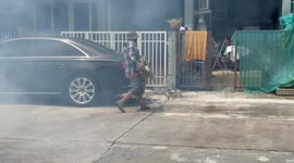 Mosquito Fogging Machine Creates Instant Whiteout in Pathumthani, Thailand.