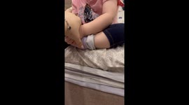 Child surprises with layers of socks in Kazan, Russia