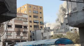 MOMENT - Israel hits building in northern Gaza