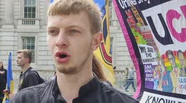 The March for the Children of Ukraine saw Ukrainian singing National anthem of Ukraine in London, UK