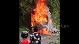 Passengers evacuated as bus catches fire in Indonesia