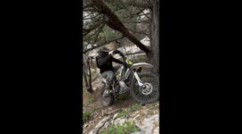 Motorbike slips and falls during mountain ride in Gelendzhik, Russia