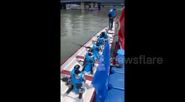Team of row-bots join in China's dragon boat festival
