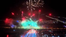 China: Spectacular drone light show, firework display marking Dragon Boat Festival wow spectators
