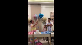 Pregnant mum injects coloured liquid into IV bag for medical-themed gender reveal