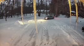Volvo Stylishly Swerves Into Driveway