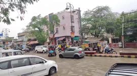 The downpour caught residents by surprise, flooding streets and disrupting daily routines in Churu, Rajasthan, India