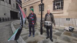 BBC Protest: The BBC is a liar. The protestors allege that the BBC is complicit in the Genocide in London, UK