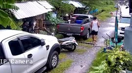Pickup truck crashes into vehicles in parking fail
