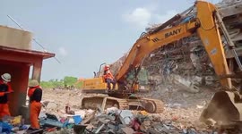Fire service clears debris from collapsed building 10 weeks on from devastating earthquake