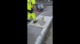 Satisfying footage shows skilled worker spray painting cycle lane in Bordeaux